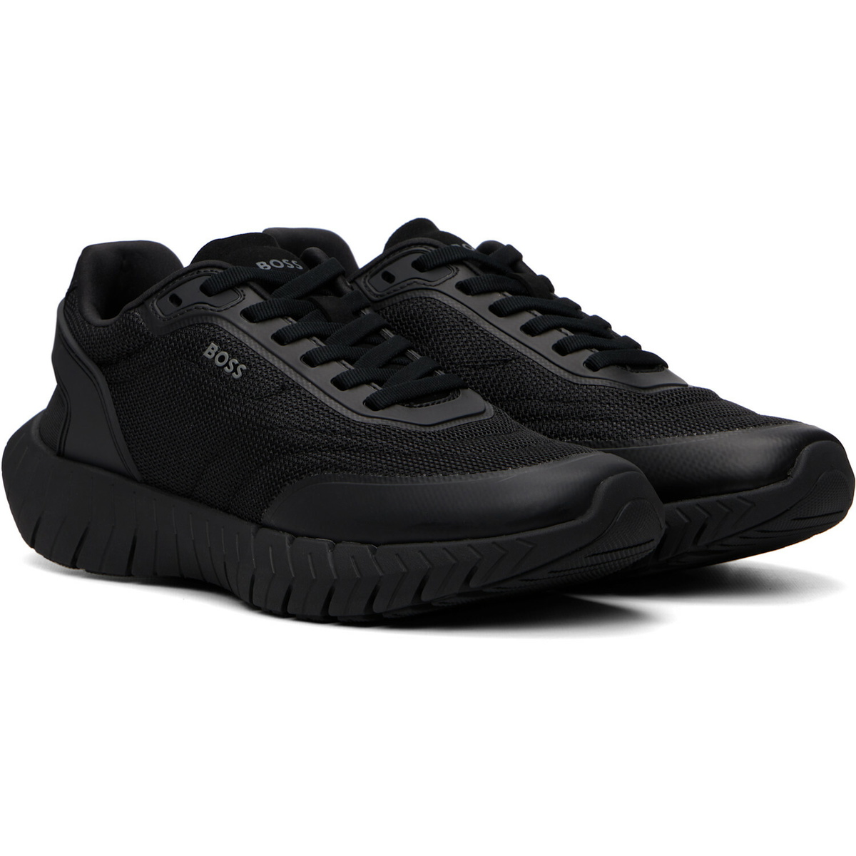 BOSS Black Leather Trims Running Sneakers