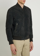 Tods Suede Bomber Jacket Blue