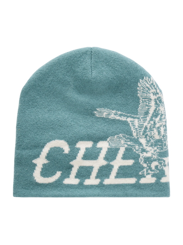 Photo: Cherry Los Angeles - Flying Cherry Skull Logo-Intarsia Wool and Cashmere--Blend Beanie