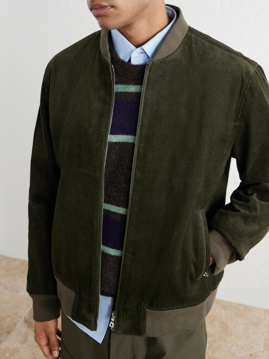 Mr P. - Cotton-Corduroy Bomber Jacket - Green