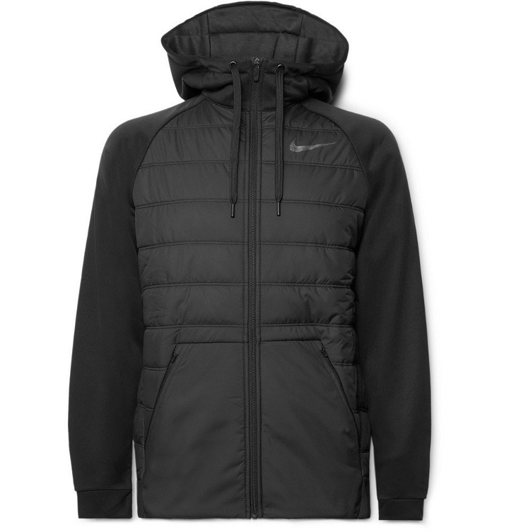 Photo: Nike Training - Therma Quilted Shell and Dri-FIT Zip-Up Hoodie - Black