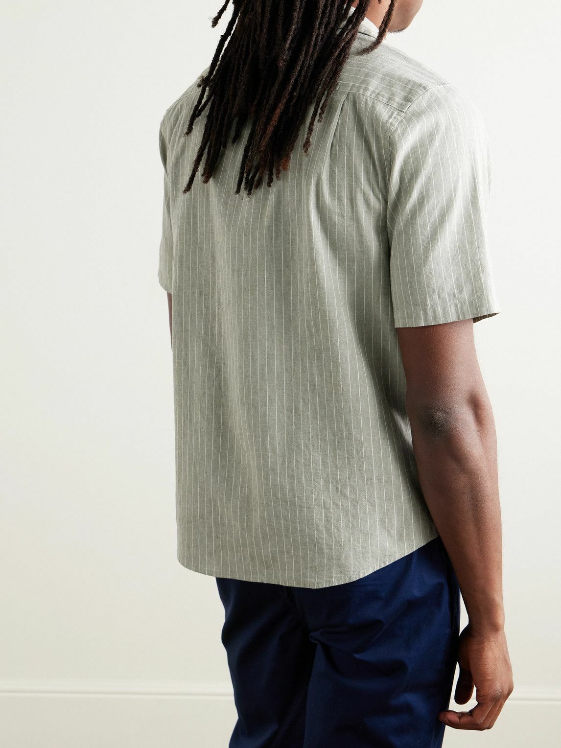 Onia - Vacation Camp-Collar Striped Linen-Blend Shirt - Green
