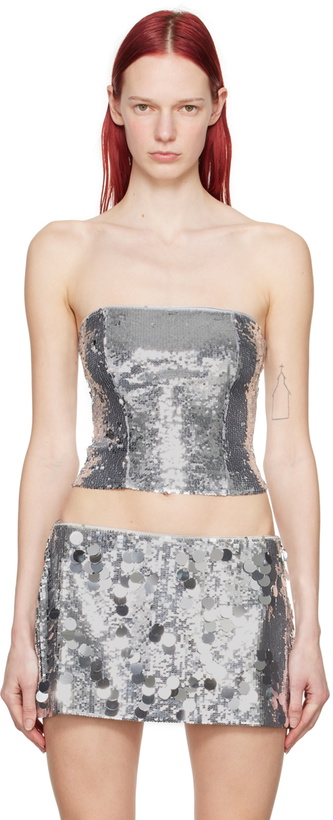 Photo: GUIZIO Silver Sequinned Tube Top