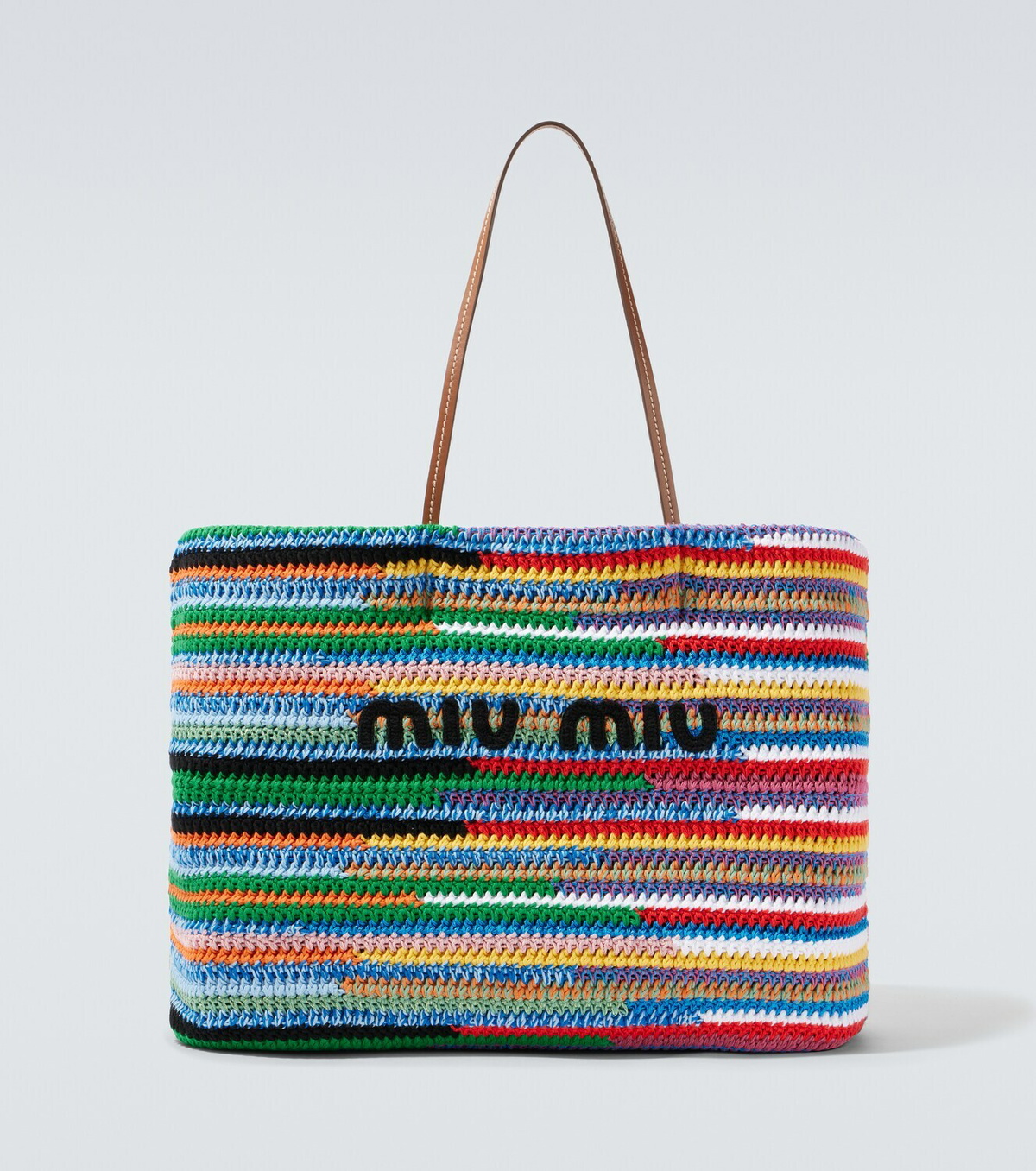 Miu Miu Large crochet leather-trimmed tote bag