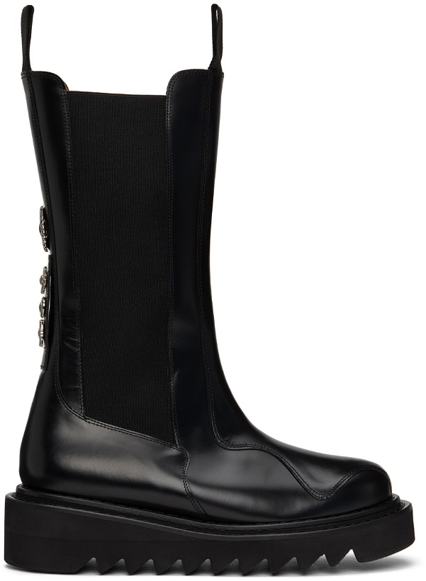 Photo: Toga Pulla Black Leather Mid-Calf Chelsea Boots