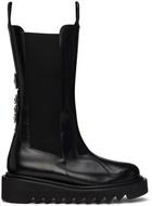 Toga Pulla Black Leather Mid-Calf Chelsea Boots