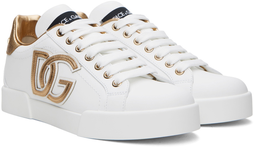 Dolce & Gabbana 厚底ホワイトスニーカー DGロゴ 本革 Portofino Calfskin Portofino sneakers with DG logo in White for Women