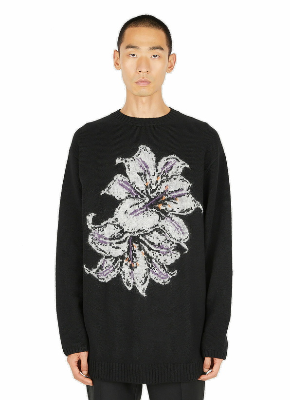 Photo: Intarsia Flower Sweater in Black