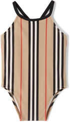 Burberry Baby Beige Icon Stripe One-Piece Swimsuit