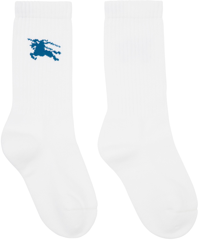 Photo: Burberry White Ribbed Cotton Blend Socks