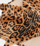 Nour Hammour Foulard leopard-print shearling scarf