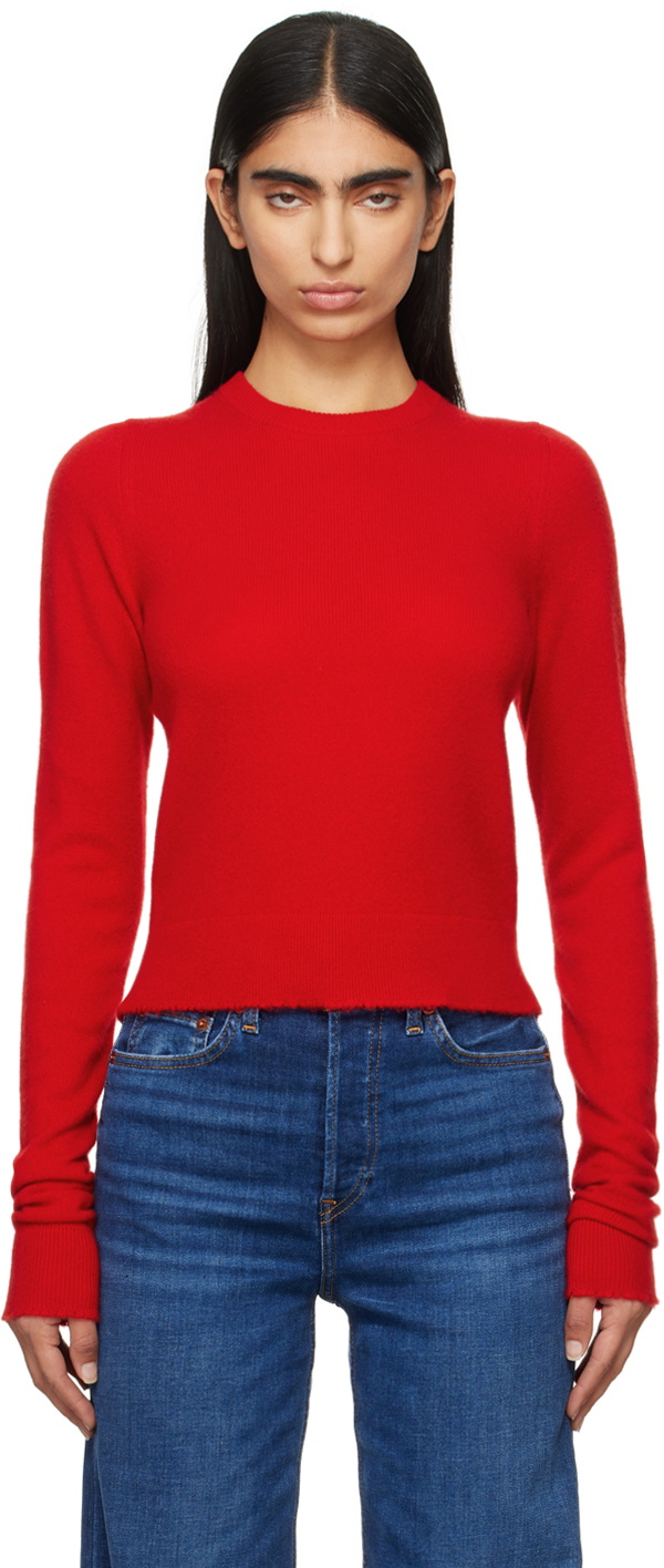 Re/Done Red Cashmere Crewneck Sweater