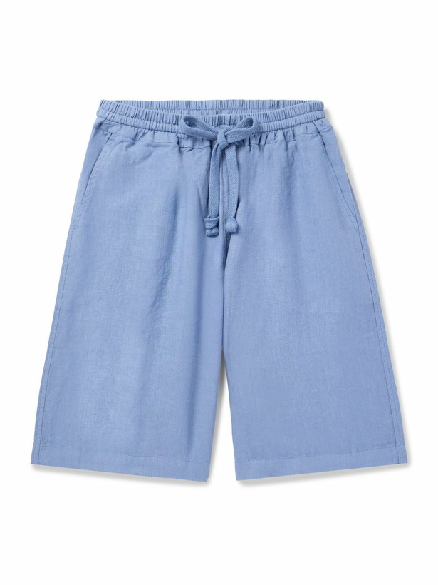 Photo: FEDELI - Vico Straight-Leg Linen Drawstring Shorts - Blue