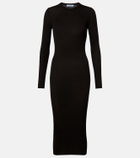 Prada Ribbed-knit virgin wool midi dress