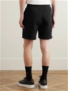 AMI PARIS - Straight-Leg Logo-Embossed Cotton-Blend Jersey Drawstring Shorts - Black