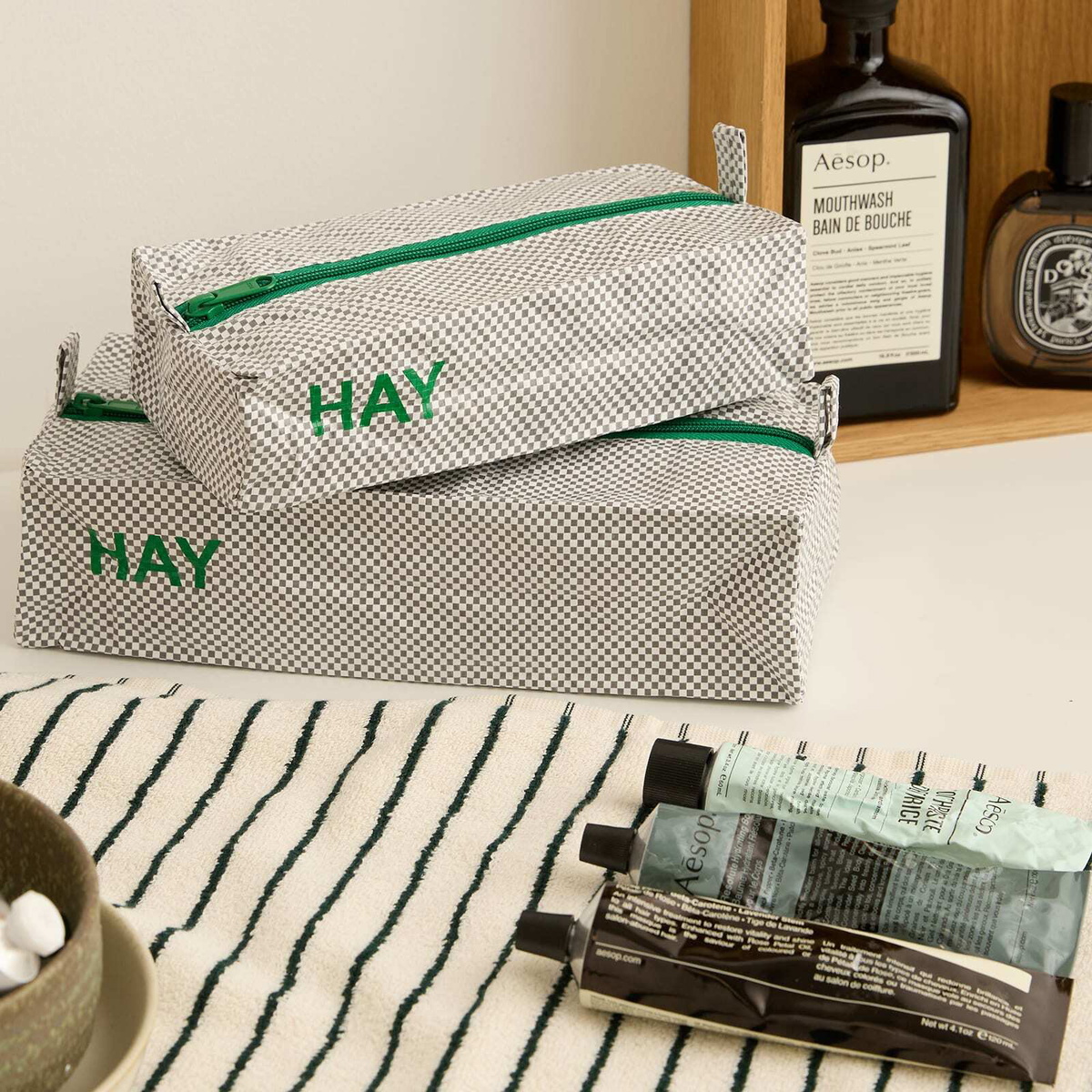 HAY Candy Mono Wash Bag - Box Set of 3 in Grey 