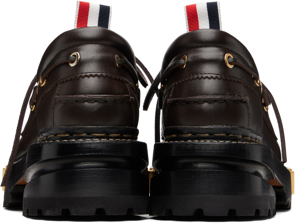 Thom Browne Brown Vitello Calf Hiking Leather Sole Boat Shoes