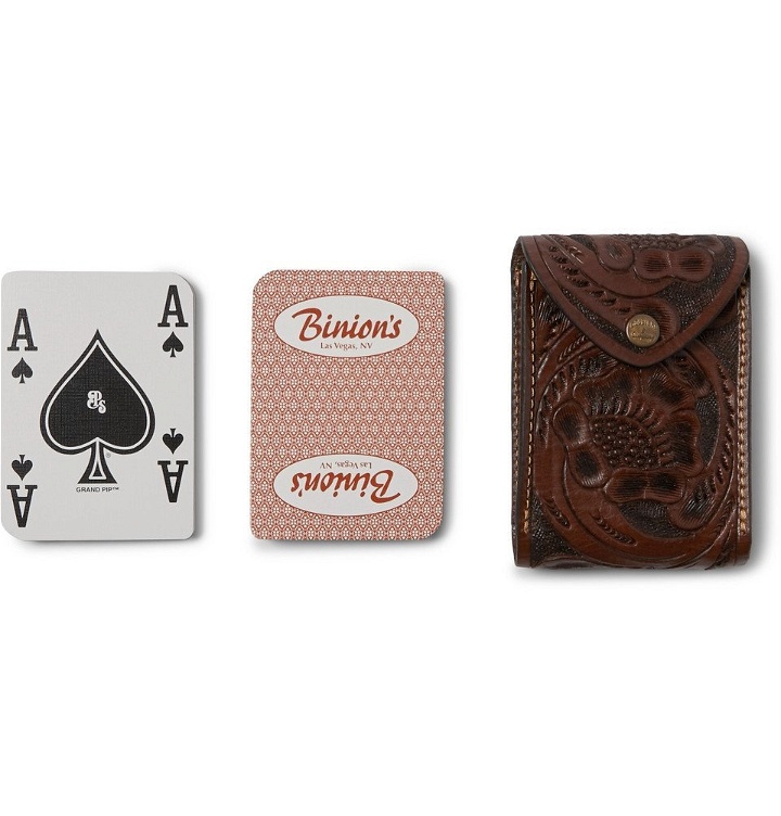 Photo: RRL - Embossed Leather Playing Cards Case - Brown