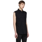 Saint Laurent Black Denim Destroyed Sleeveless Shirt