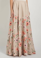 Bernadette Kennedy Floral-embellished Satin-poplin Maxi Skirt Beige