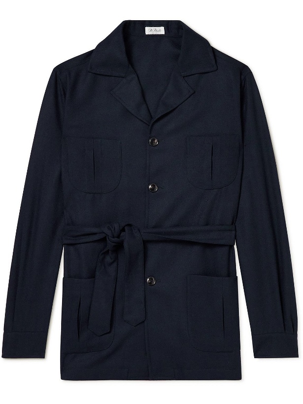 Photo: De Petrillo - Belted Wool and Cashmere-Blend Overshirt - Blue