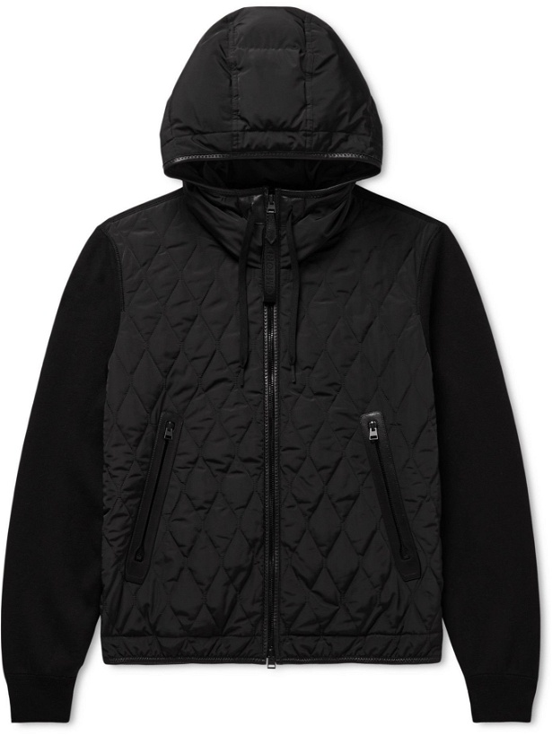 Photo: TOM FORD - Cotton and Cashmere-Blend and Quilted Shell Hoodie - Black