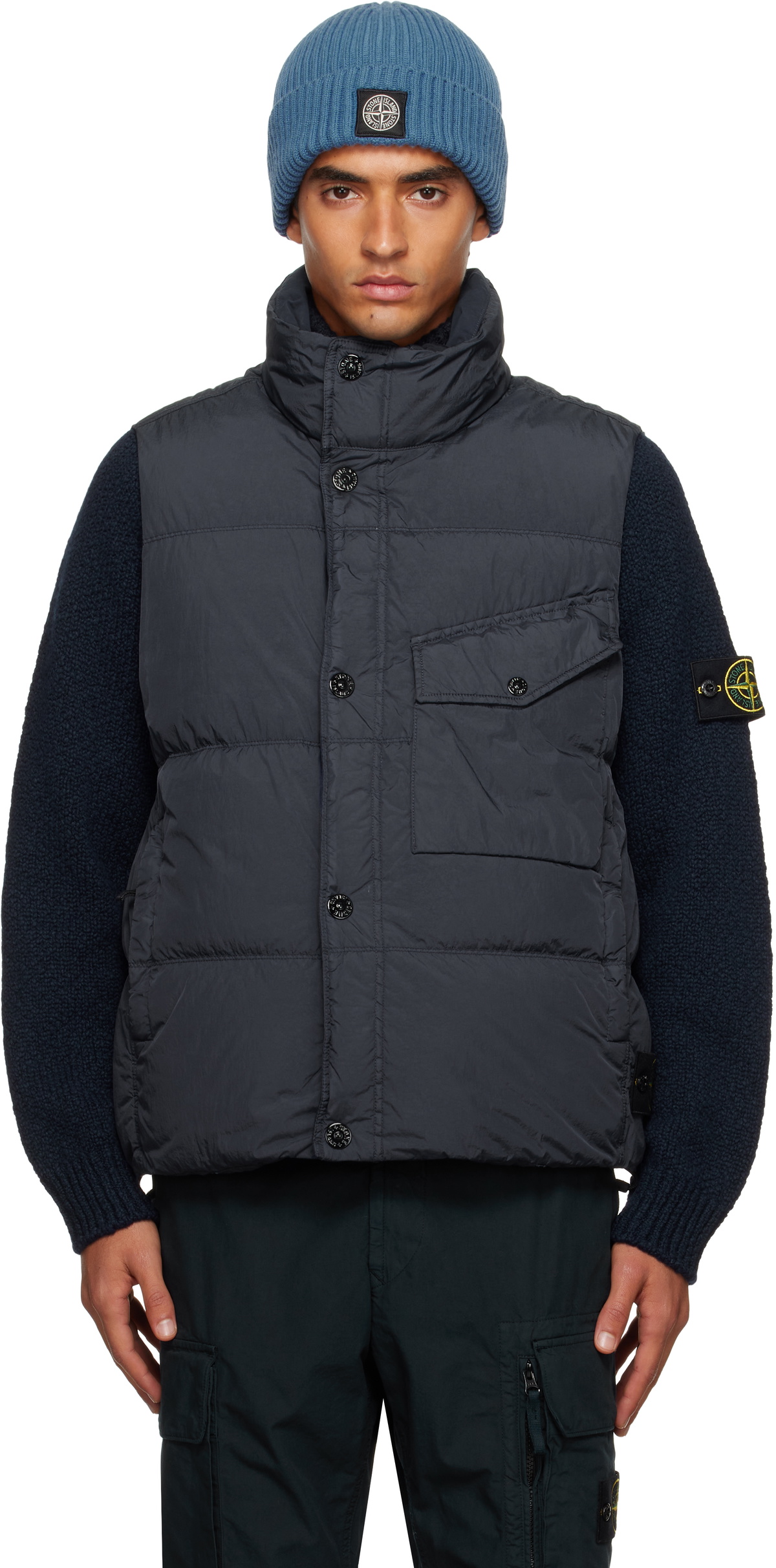 Stone Island Navy Nylon Raso-TC Vest Stone Island