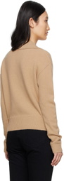 DRAE Beige Knit V-Neck Sweater