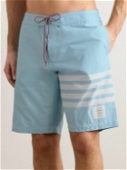 Thom Browne - Straight-Leg Long-Length Logo-Appliquéd Striped Swim Shorts - Blue
