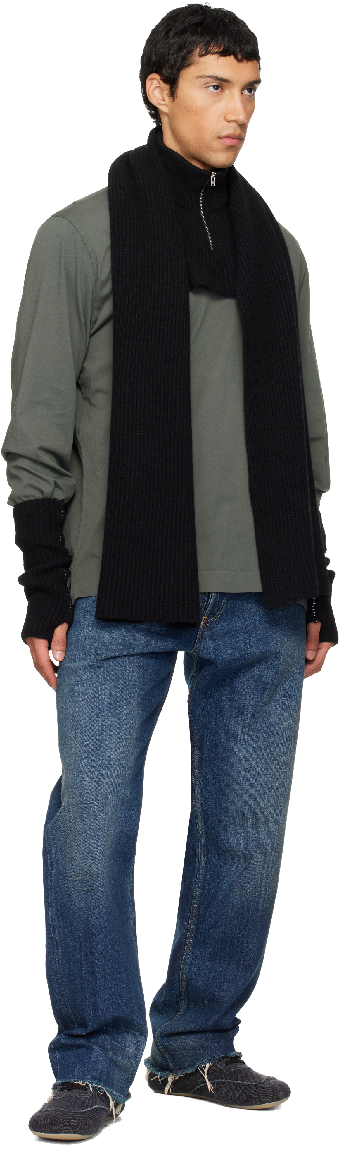 MM6 Maison Margiela Black Fisherman Knit Camionneur Scarf
