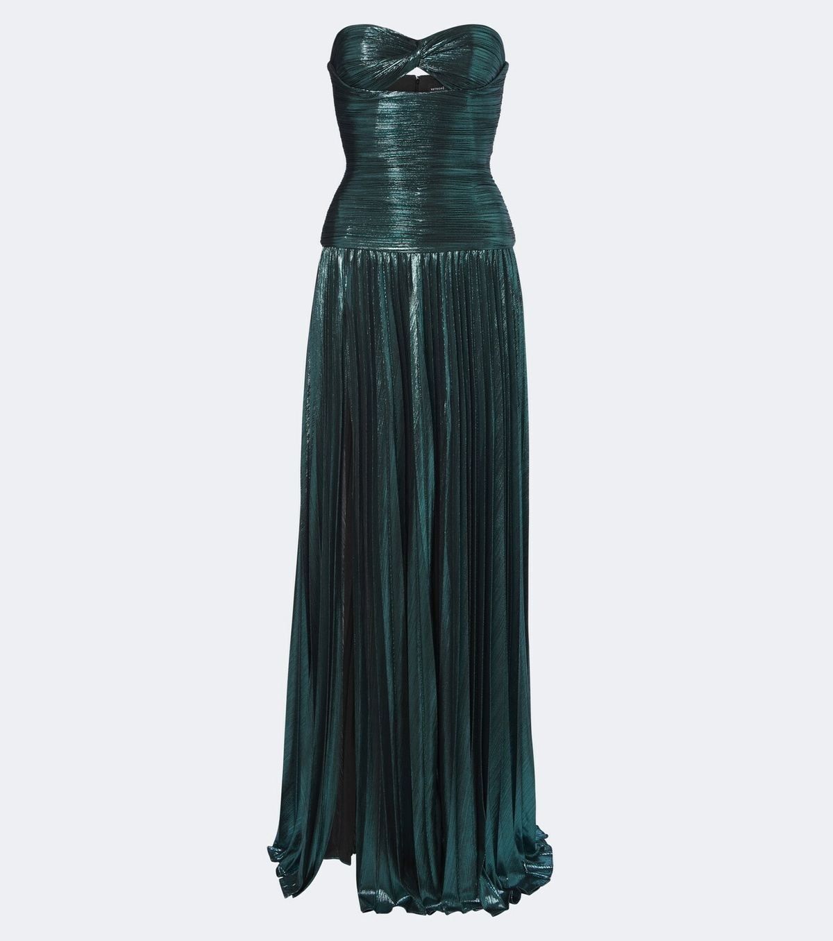 Retrofête Monterey cutout strapless lamé bustier gown