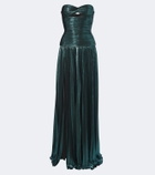 Retrofête Monterey cutout strapless lamé bustier gown