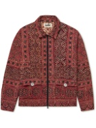 Karu Research - Upcycled Embroidered Printed Padded Cotton Jacket - Red