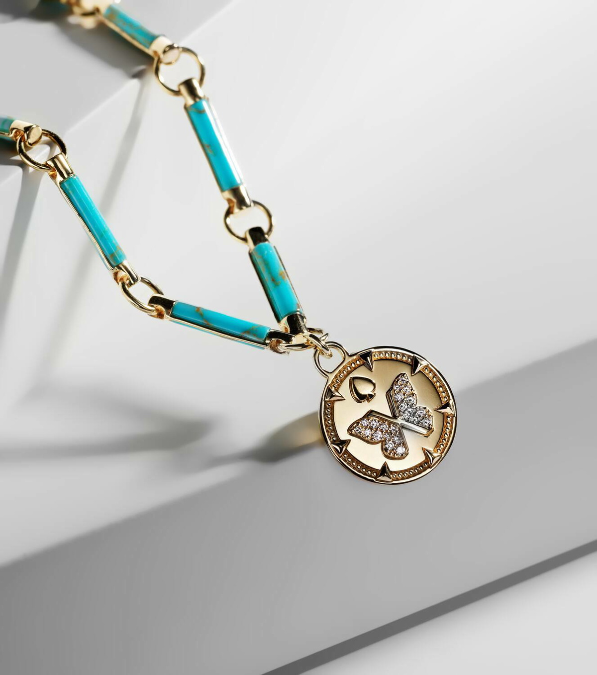 FoundRae Reverie Element 18kt gold chain bracelet with turquoise and diamonds