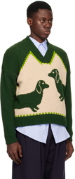 S.S.Daley Green & Off-White Intarsia Sweater