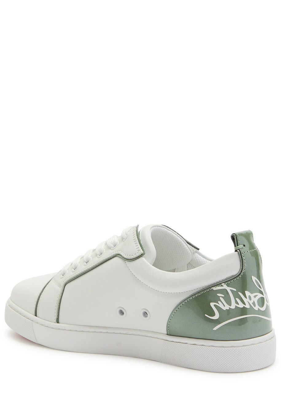 Christian Louboutin Fun Louise Junior Panelled Leather Sneakers White And Green