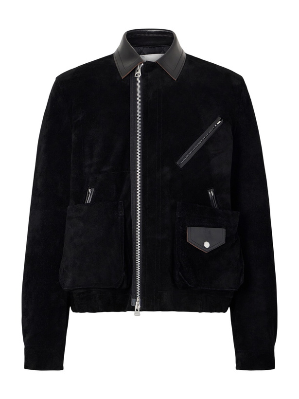 Photo: Sacai - Leather-Trimmed Suede Jacket - Black