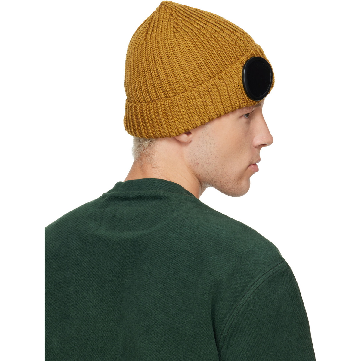 C.P. Company Yellow Extrafine Merino Wool Goggle Beanie