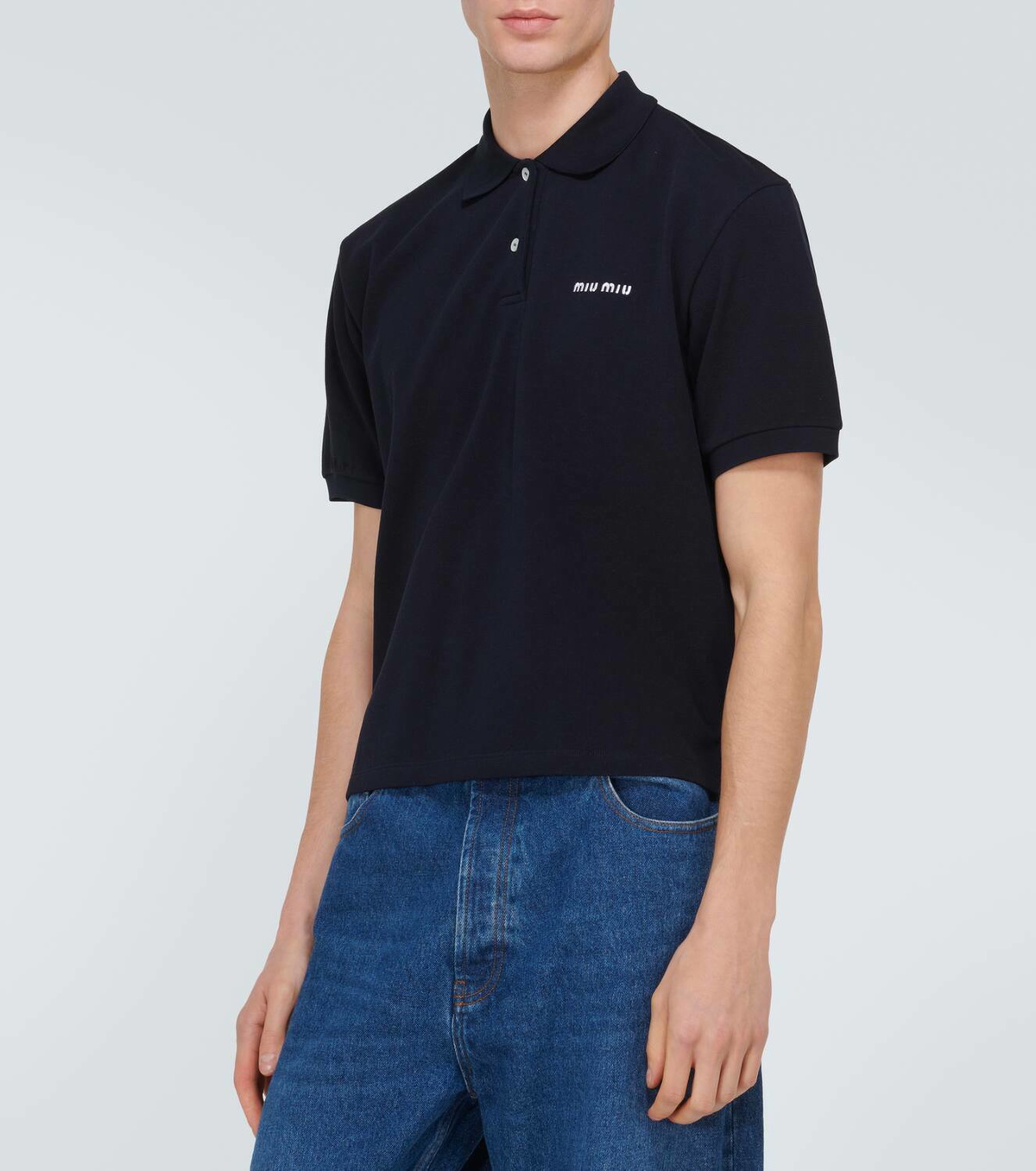 Miu Miu Logo cotton piqué polo shirt