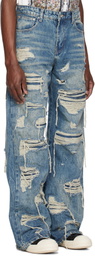 Who Decides War Blue Side Patch Relaxation Jeans