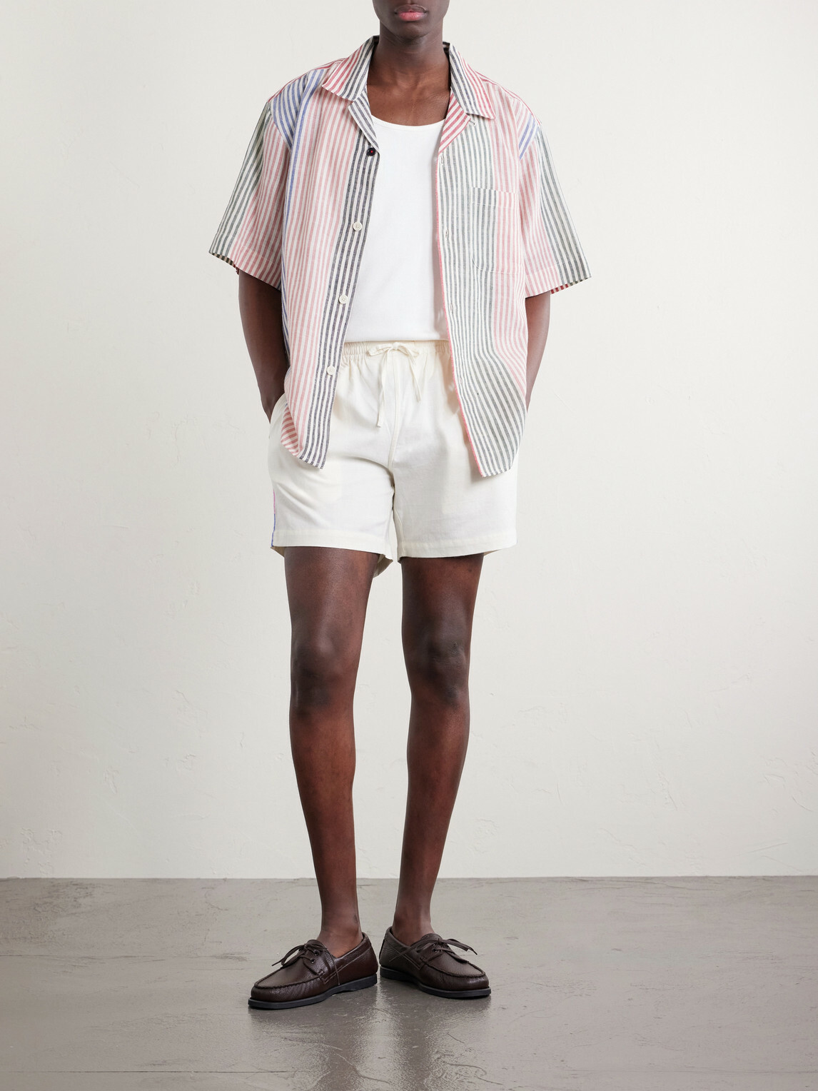 Kardo - Olbia Straight-Leg Cotton Drawstring Shorts - Neutrals