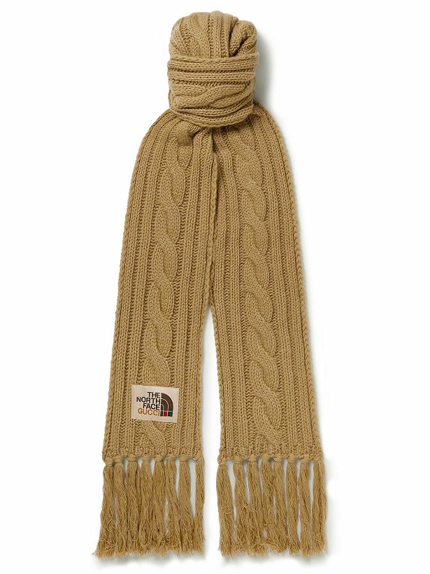Photo: GUCCI - The North Face Fringed Cable-Knit Wool Scarf