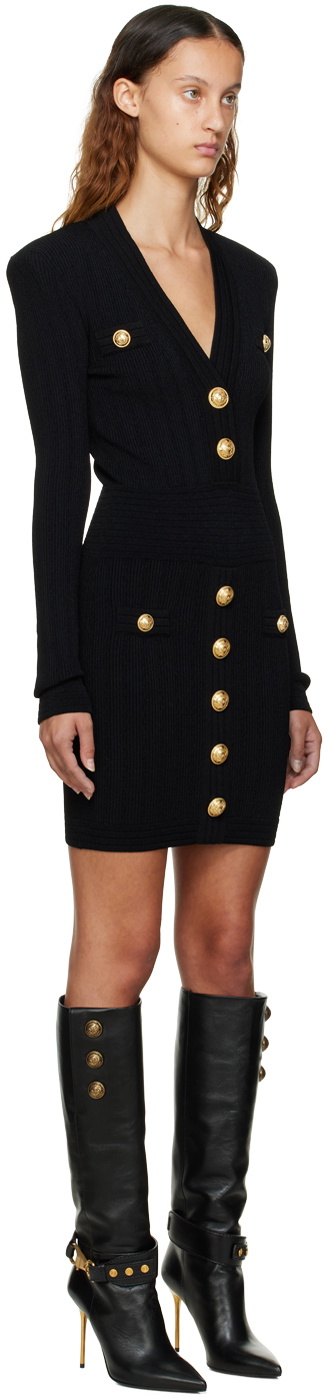ワンピース Balmain Black Wool Mini Dress Balmain Black Wool Minidress Balmain