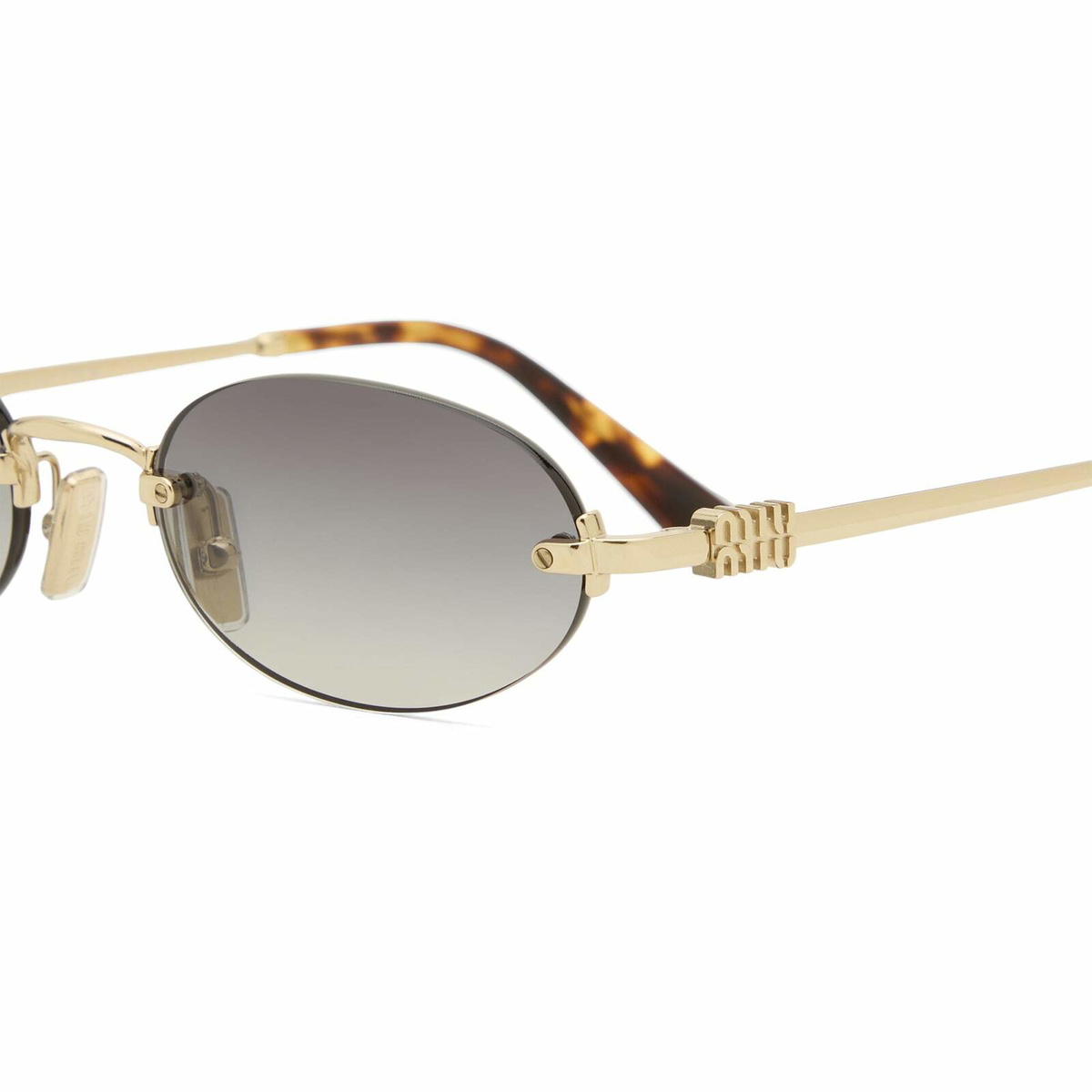 Miu Miu Eyewear A54S Sunglasses in Pale Gold/Grey Gradient 