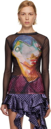 Charles Jeffrey LOVERBOY Black Powermesh Long Sleeve T-shirt