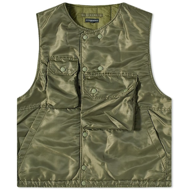 Photo: Engineered Garments Men's Cover Vest in Olive Drab