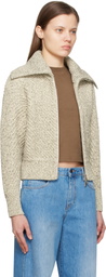 Ferragamo Off-White Mouliné Cotton Diagonal Rib Sweater