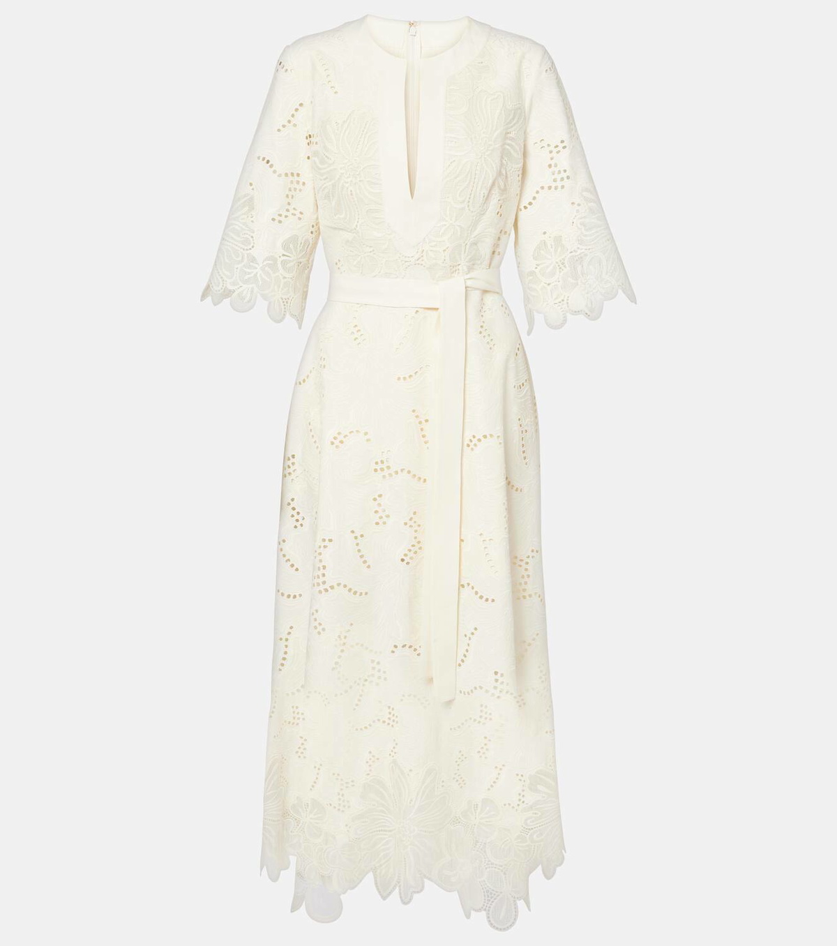 green emerald velvet dress Broderie Anglaise White Cotton Shirtdress Mini Dress main image 1