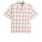 MASTERMIND WORLD Men's Plaid Short Sleeve Shirt in White Red