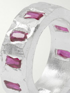 The Ouze - Morris Sterling Silver Laboratory-Grown Ruby Ring - Silver